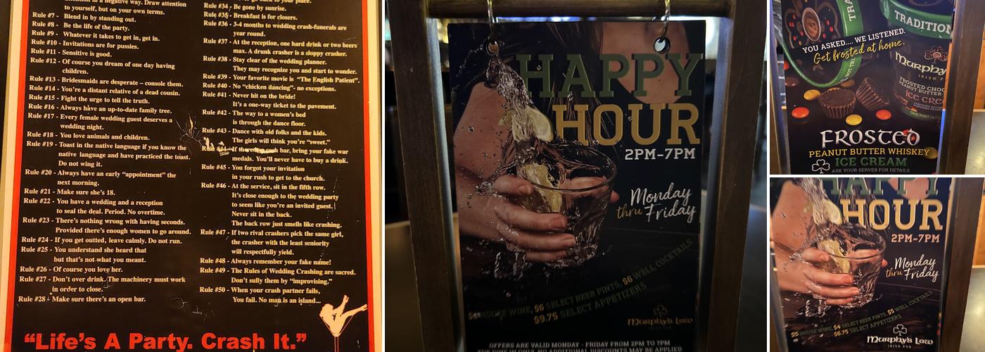 Murphy's Law Irish Pub Menu