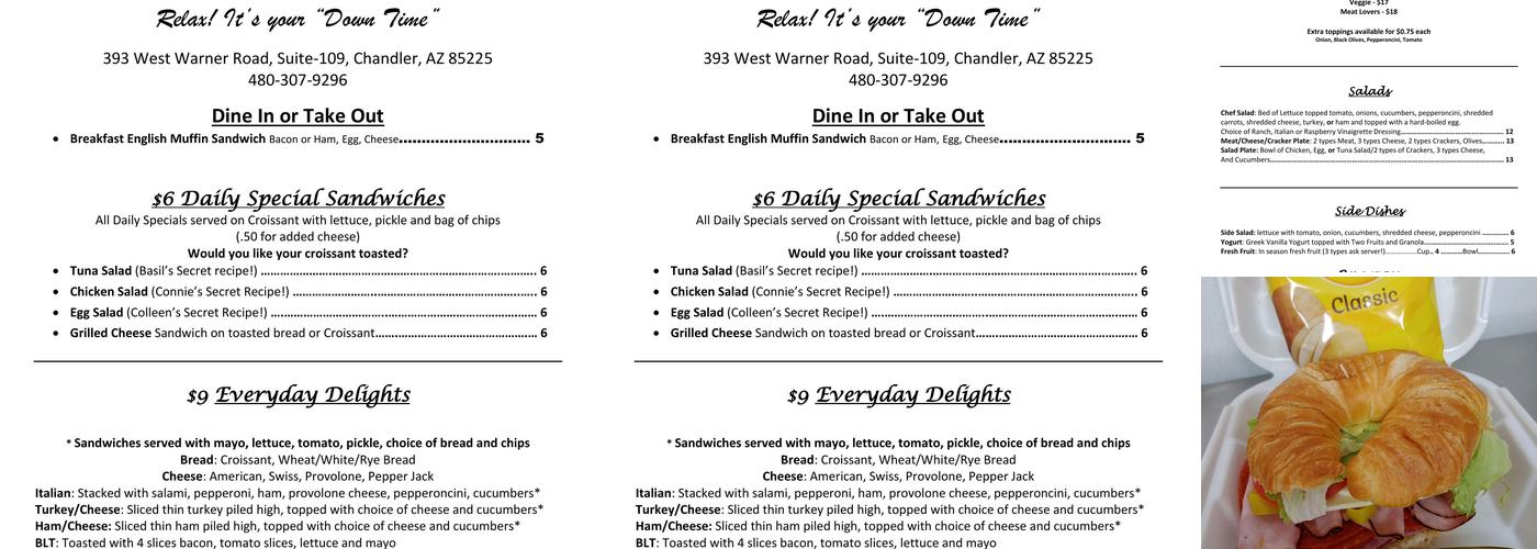 Down Time Wines, Inc Menu