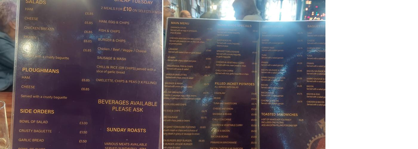 The Royal Cheriton Menu