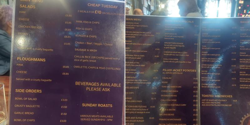 The Royal Cheriton Menu
