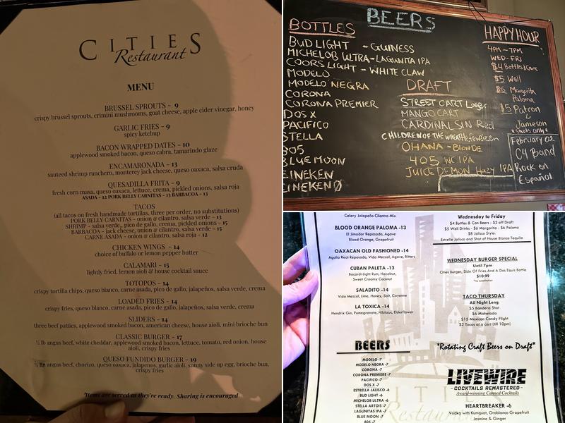 Cities Restaurant Menu
