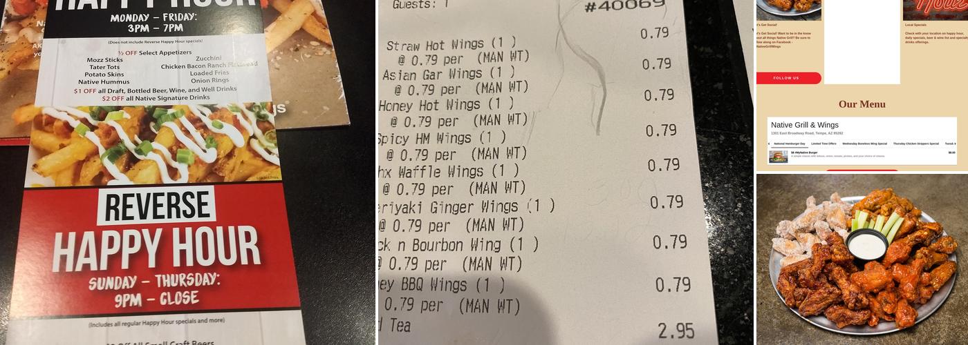 Native Grill & Wings Menu