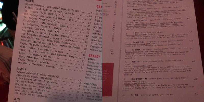 R Bar Menu