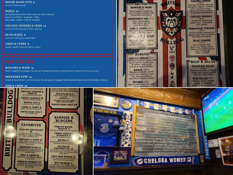 The British Bulldog Menu