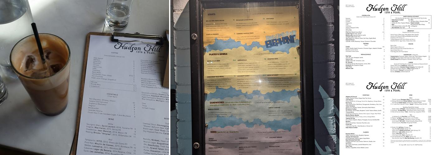 Hudson Hill Menu