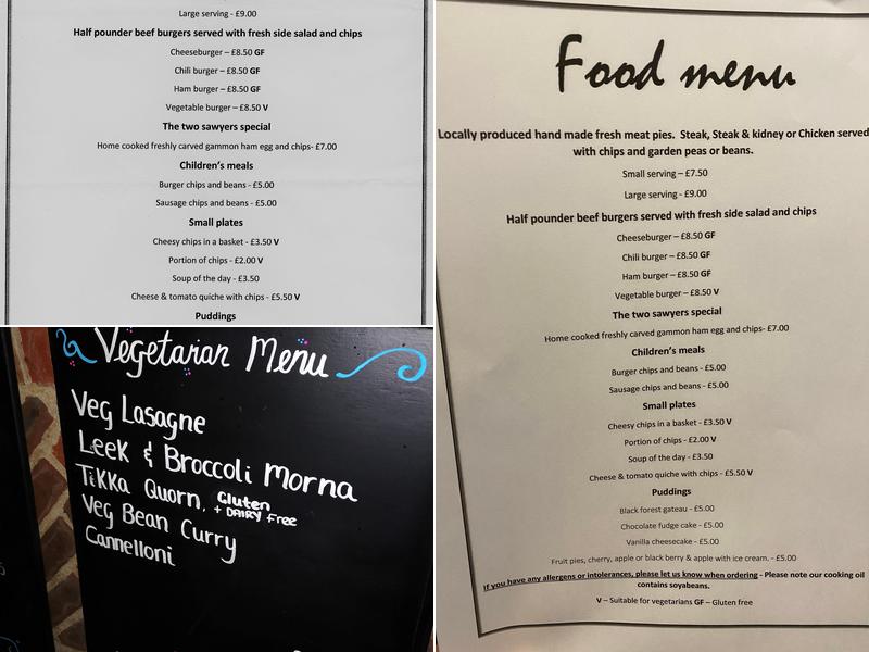 The Two Sawyers Menu