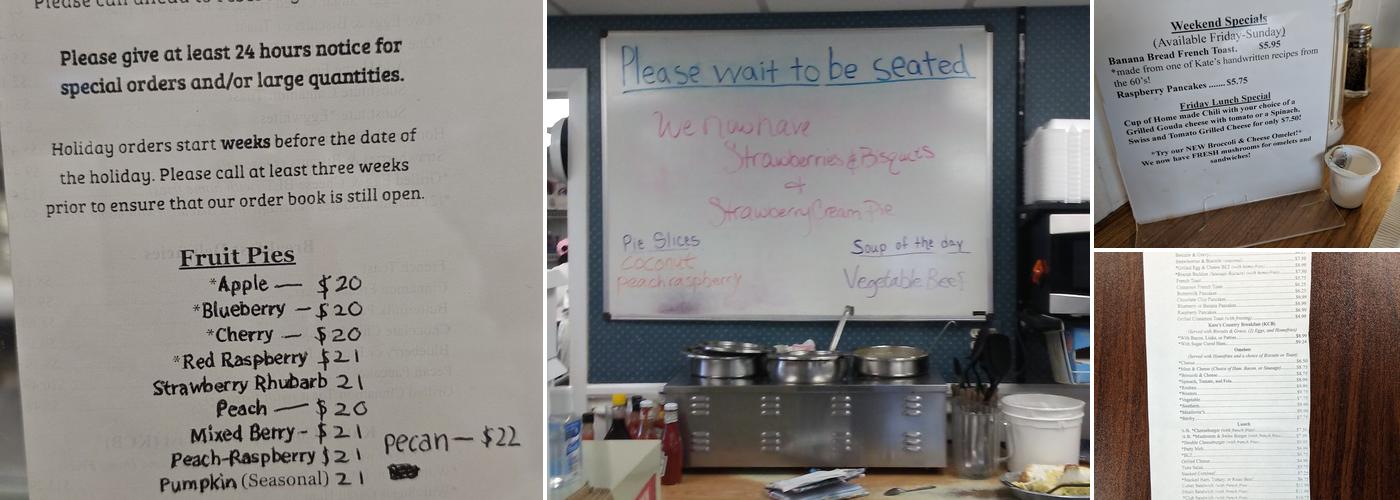 Kate's Kitchen Menu