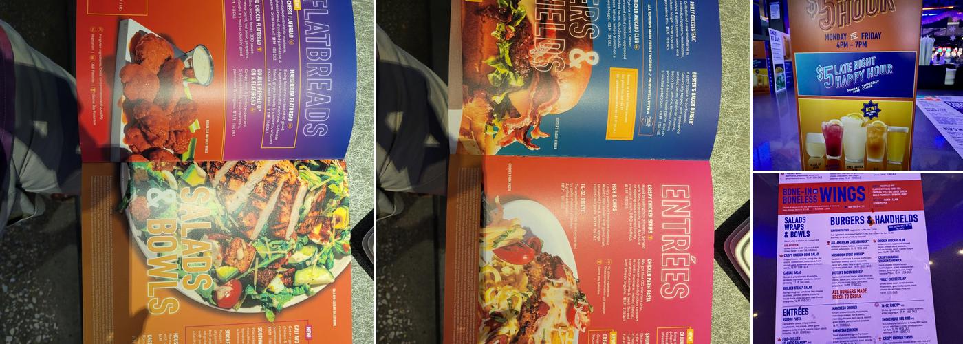 Dave & Buster's Rogers Menu