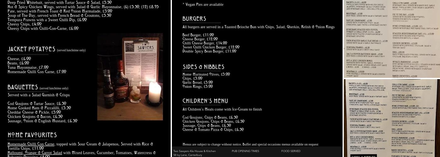 Two Sawyers Menu