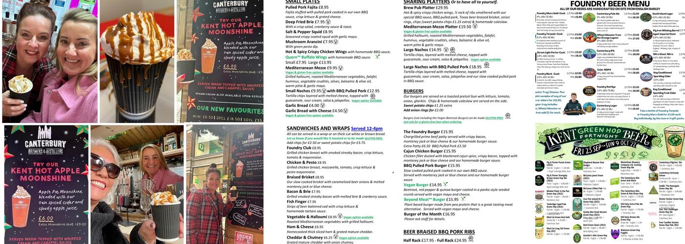 The Foundry Brew Pub Menu