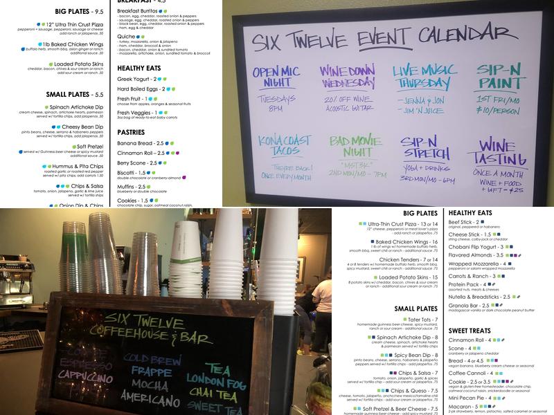 Six Twelve Coffeehouse & Bar Menu