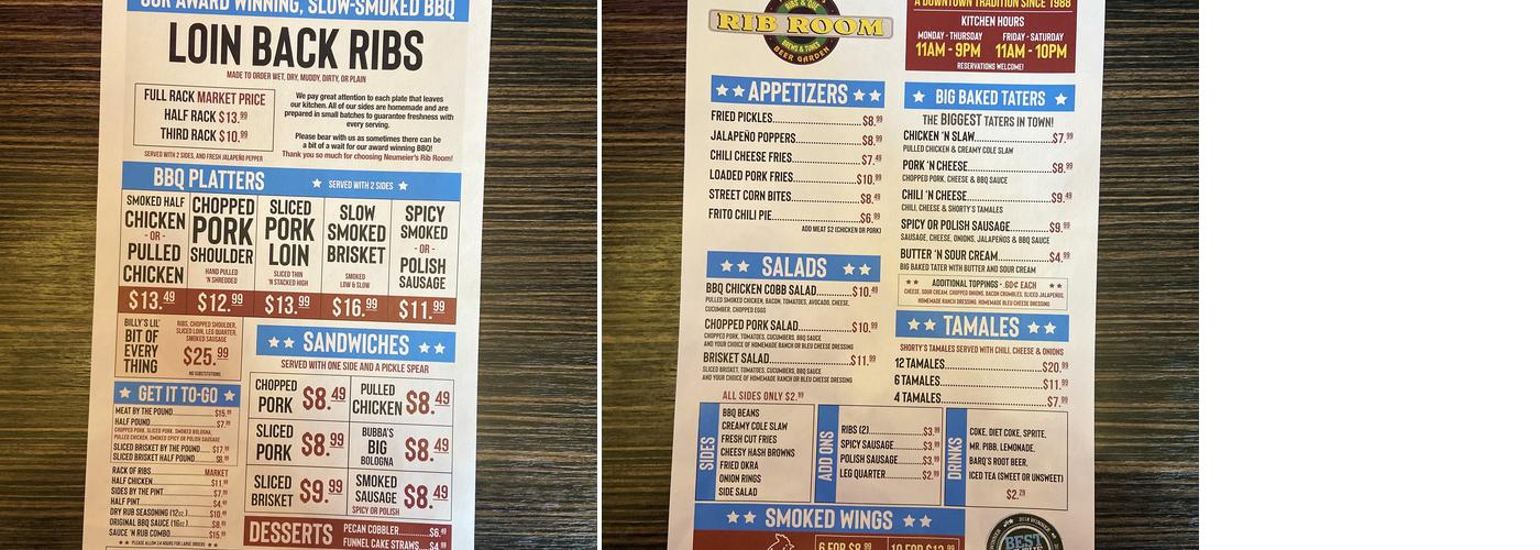 The Beer Garden Menu