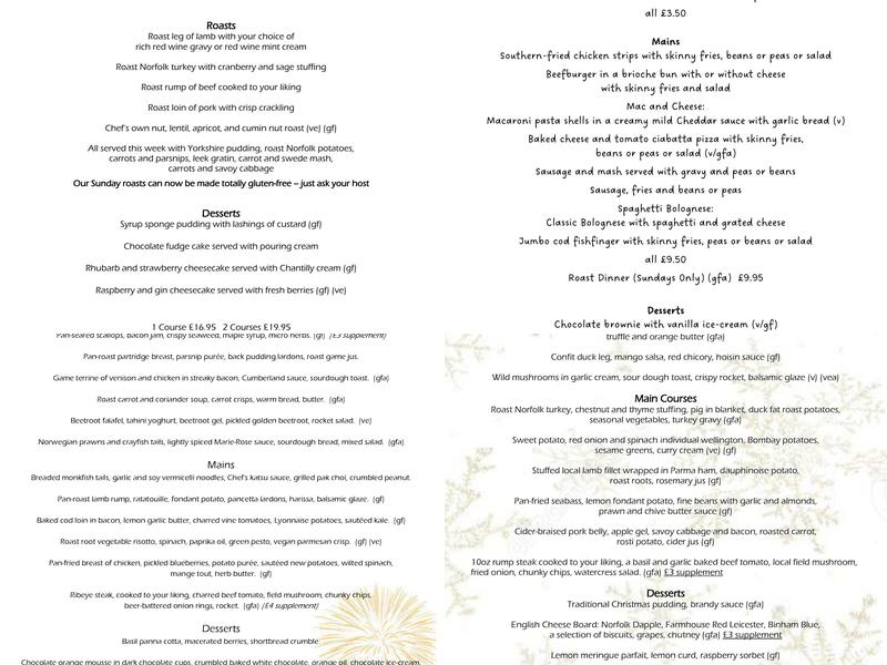 Banningham Crown Menu