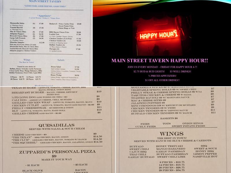 Main Street Tavern Menu