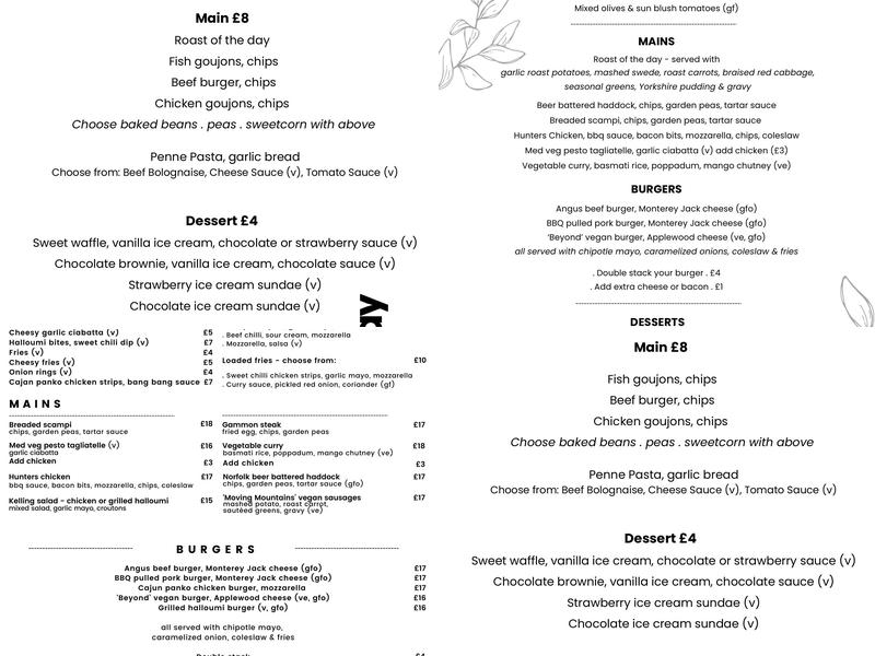 The Forge & Terrace (Kelling Heath) Menu