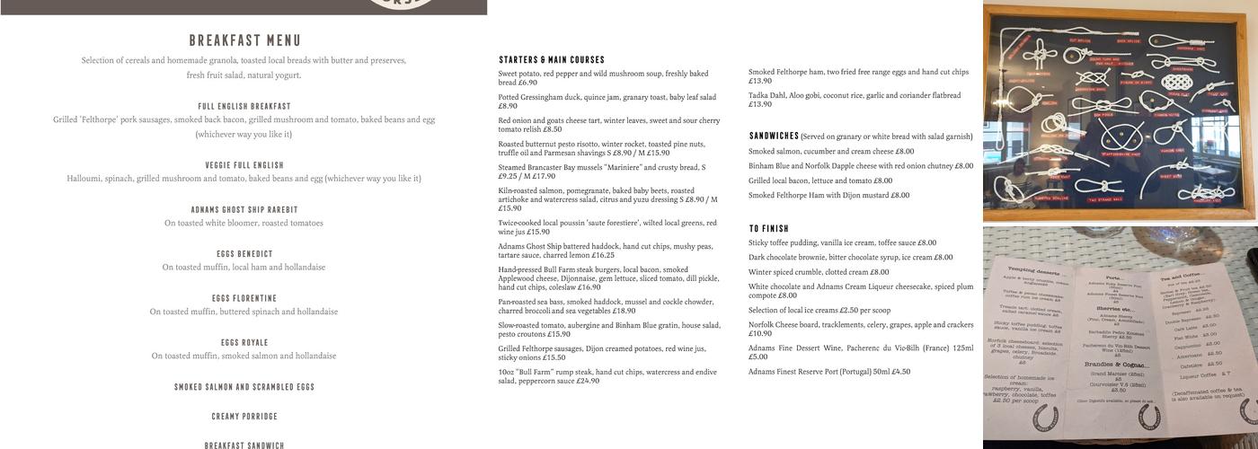 The White Horse Blakeney Menu