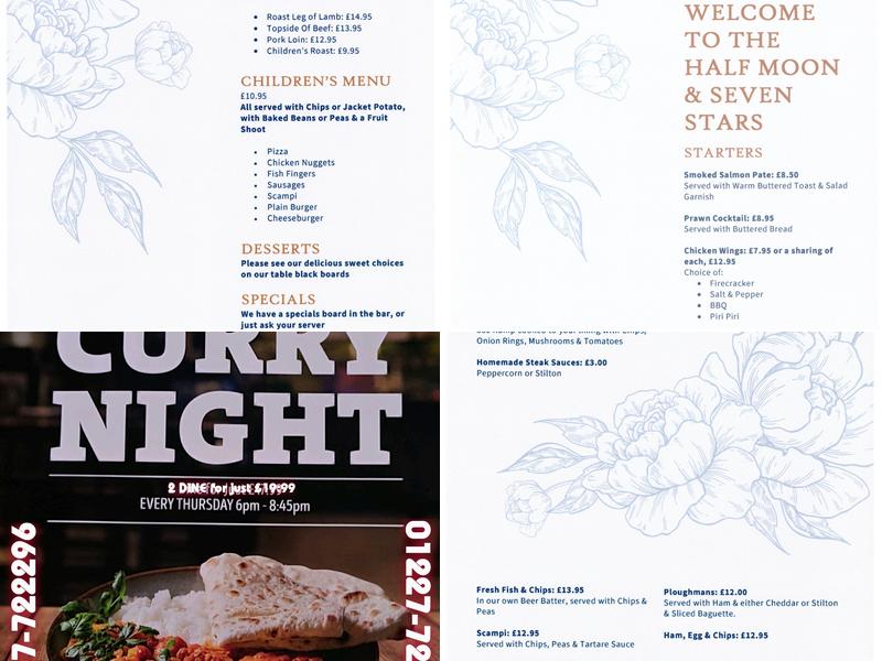 The Half Moon & Seven Stars Menu
