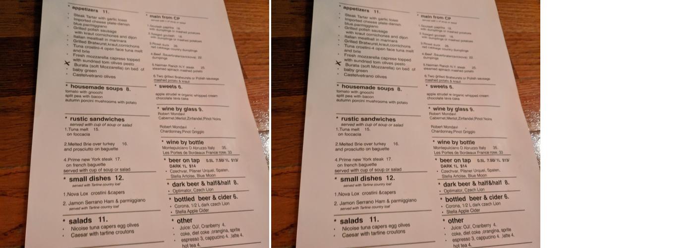 Cafe Prague Menu