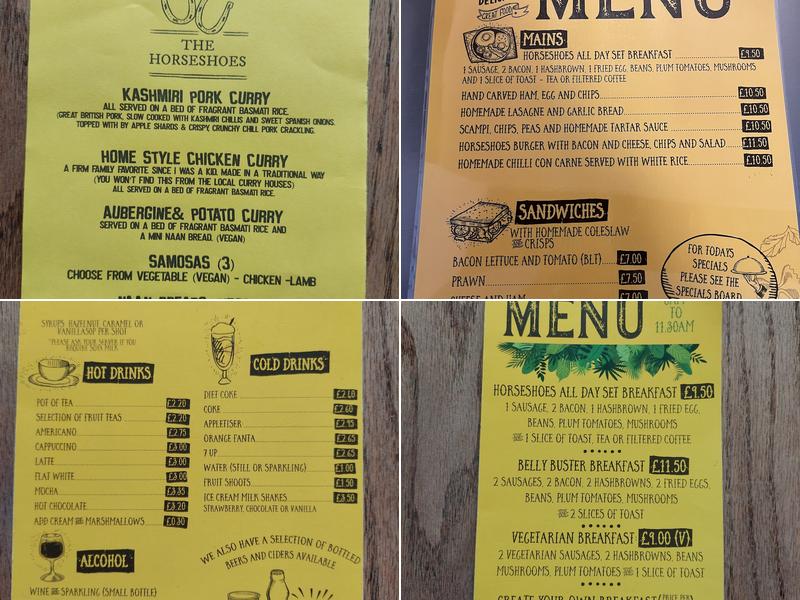 OYO The Billingford Horseshoes Menu
