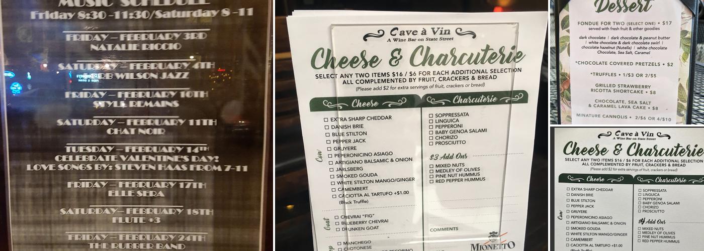Cave a' Vin Menu