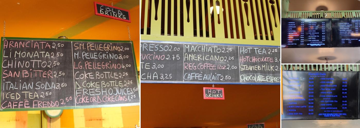 Cavalli Cafe Menu