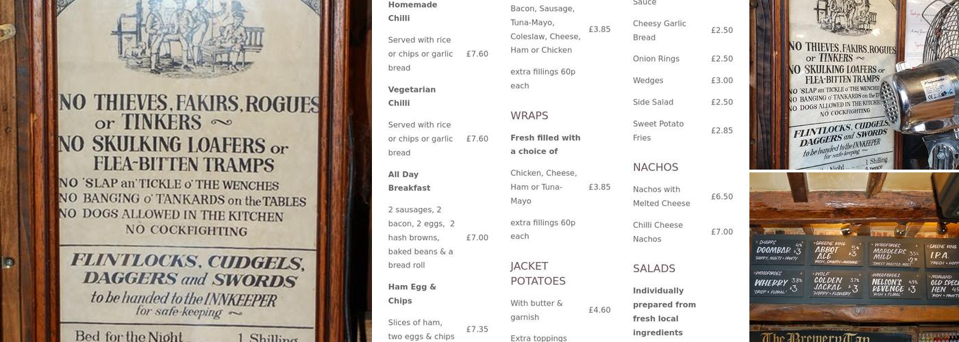 The Coachmakers Arms Menu