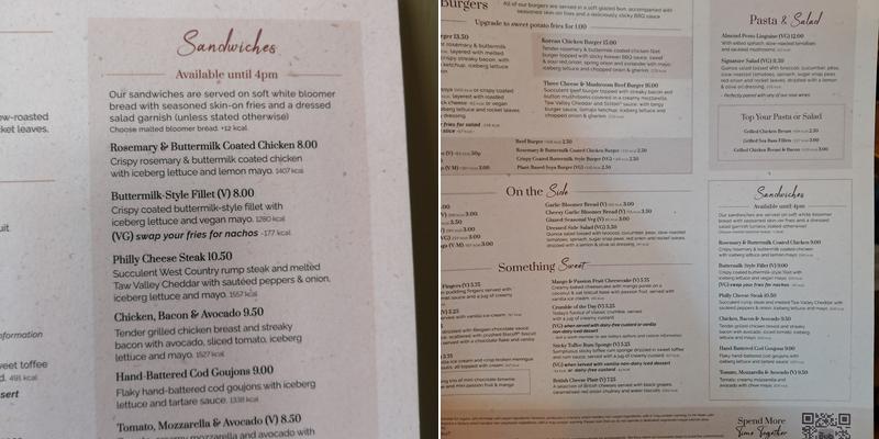 The Bull Hellesdon Menu