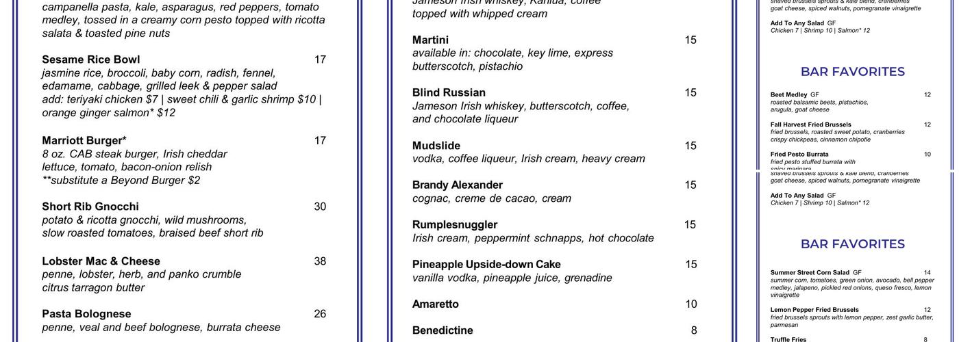 L BAR Menu