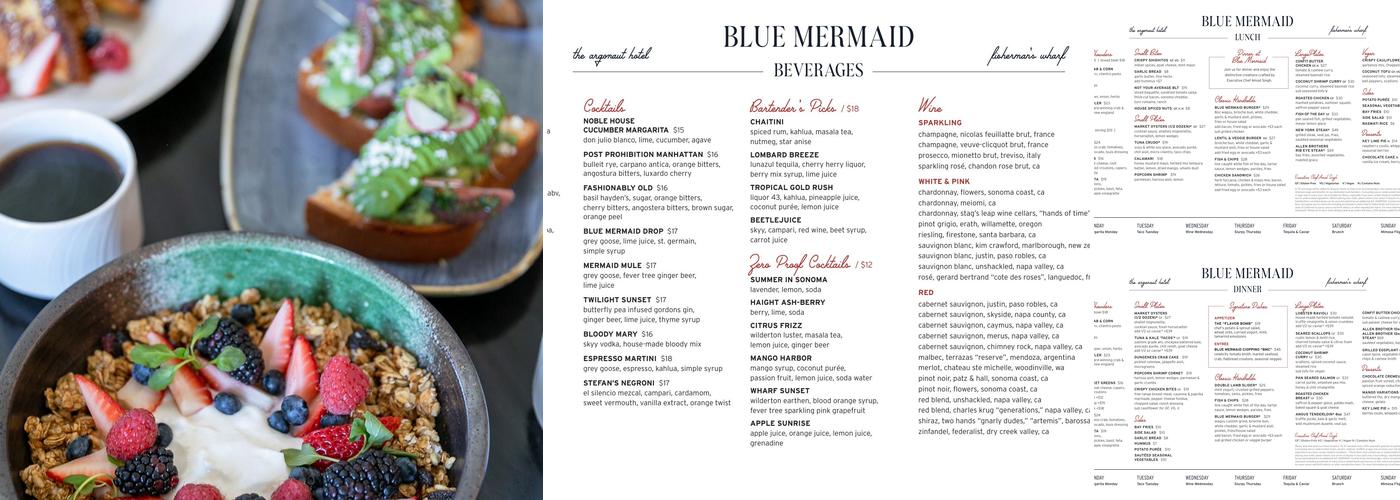 Blue Mermaid Menu