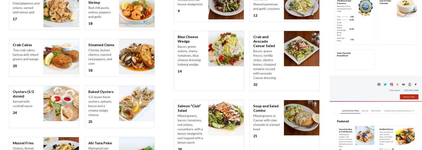 Fog Harbor Fish House Menu