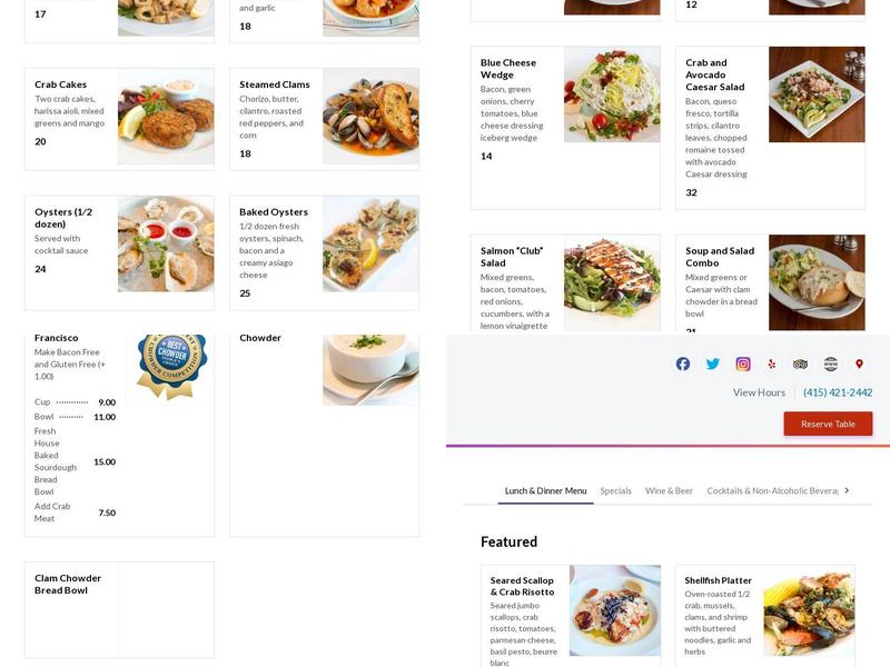 Fog Harbor Fish House Menu