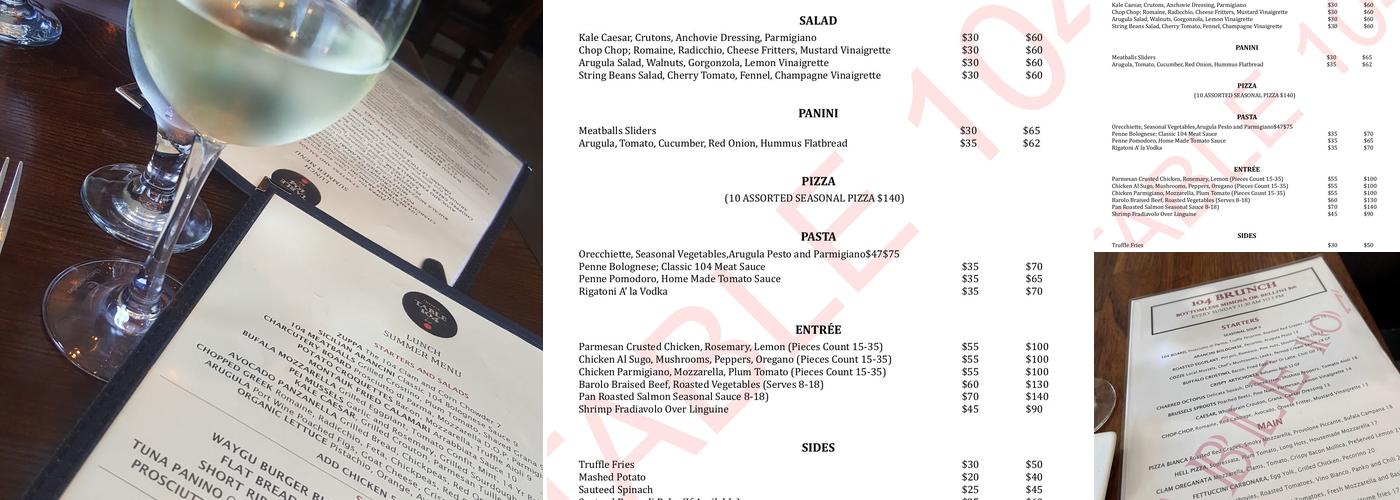Table 104 Menu