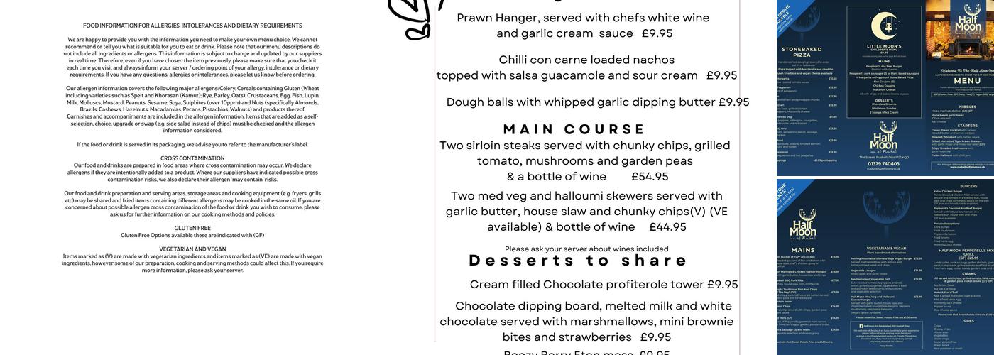 The Half Moon Inn Menu