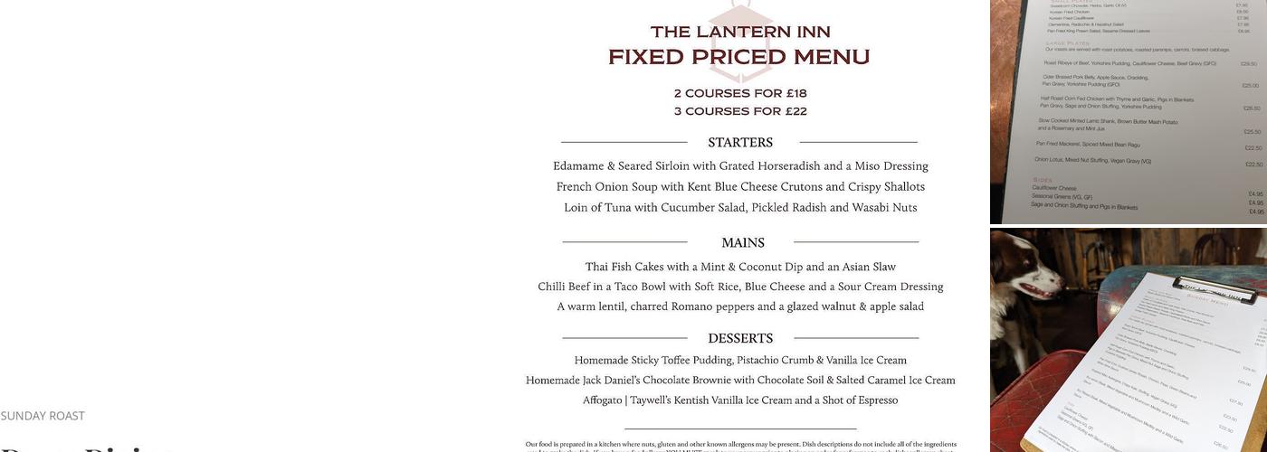 The Lantern Inn Menu