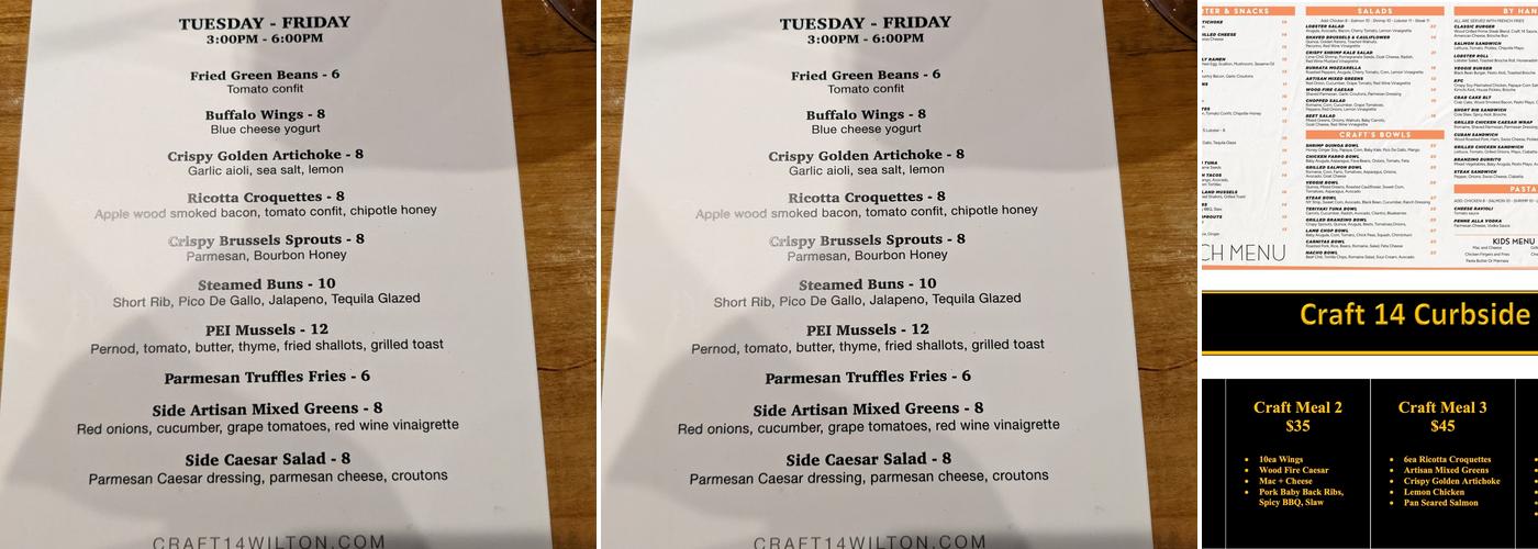 Craft 14 Kitchen + Bar Menu