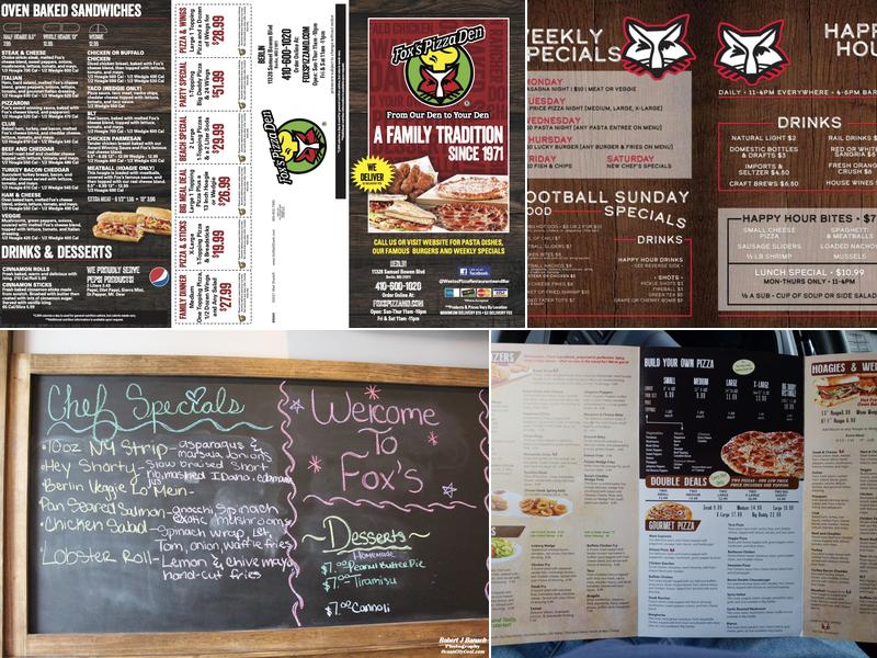 Fox's Pizza Restaurant & Bar Menu