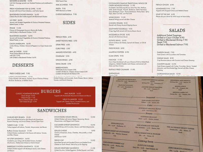 O'Connor's Public House Menu