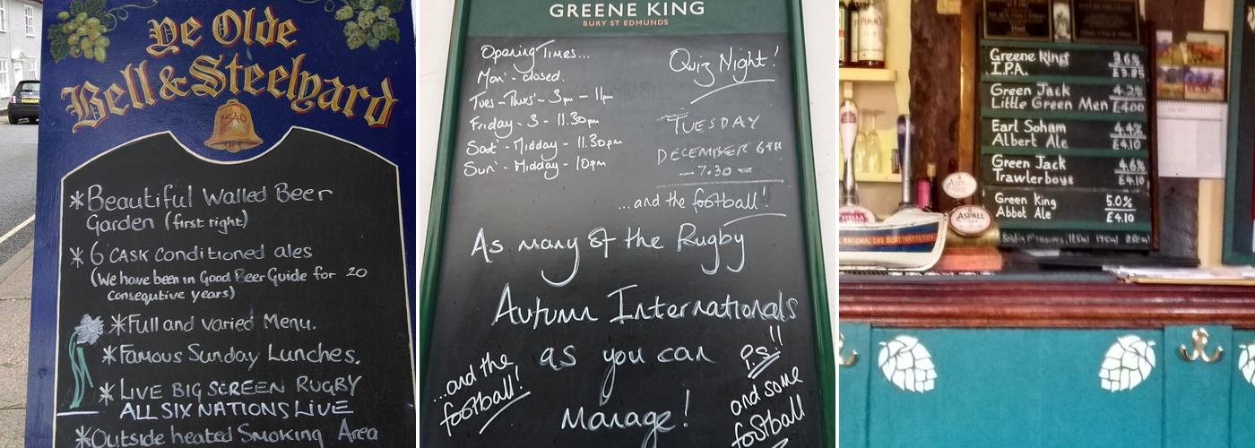 Ye Olde Bell and Steelyard Menu