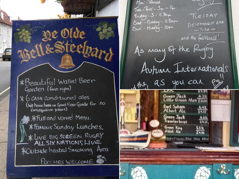 Ye Olde Bell and Steelyard Menu