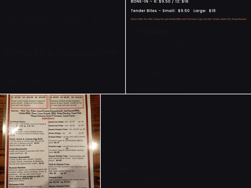 Bleachers Menu
