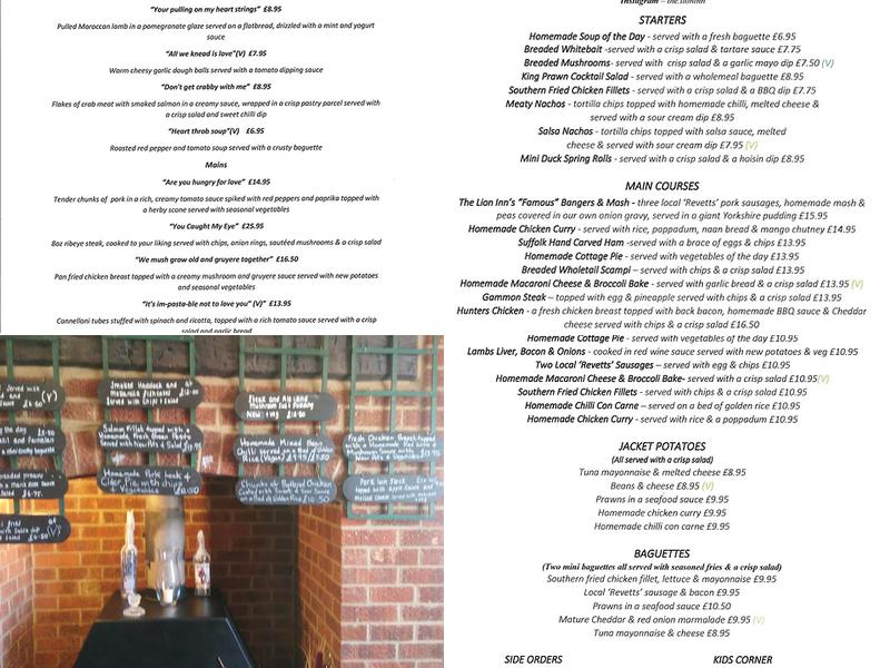 Lion Inn Menu