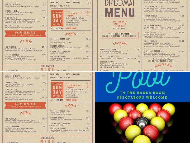 The Diplomat Pub Menu