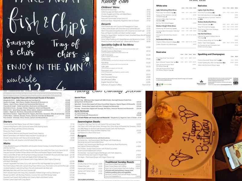 Rising Sun Coltishall Menu