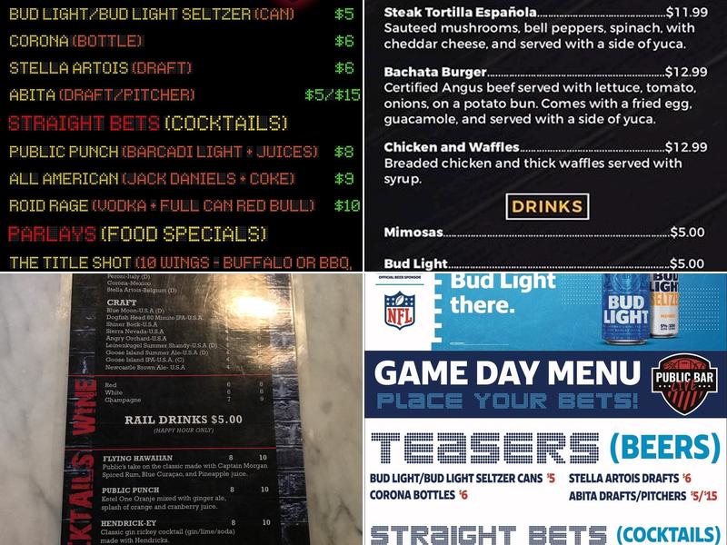 Public Bar Live Menu