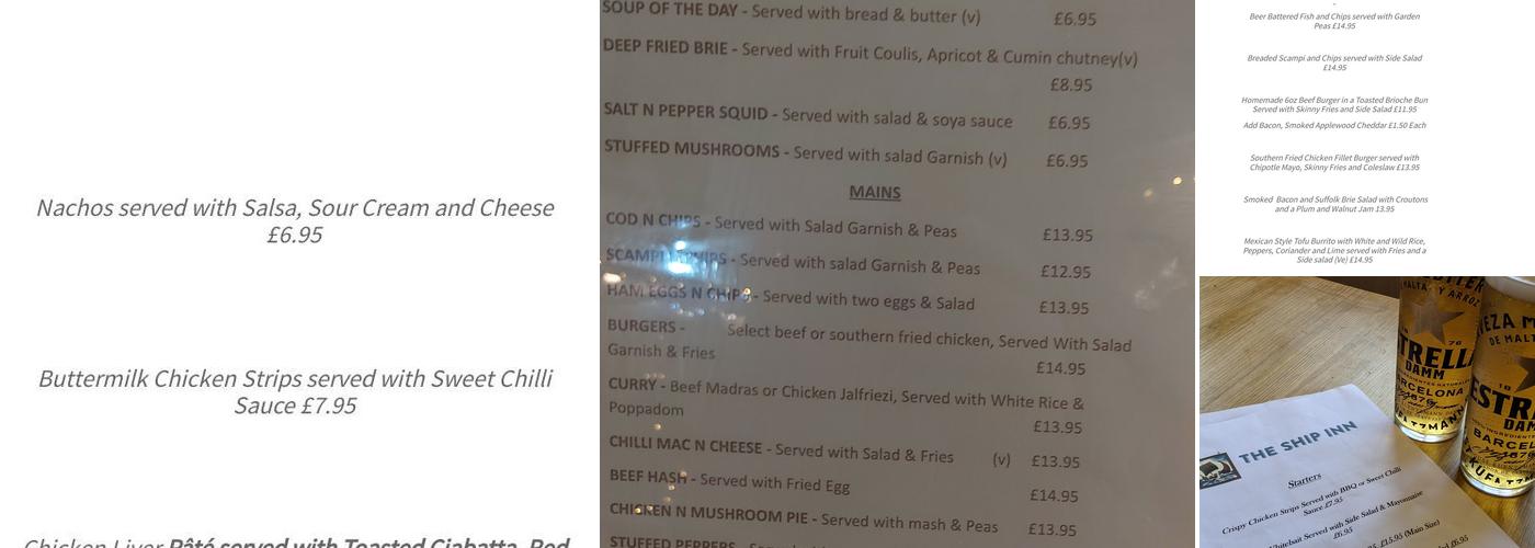 The Ship Inn Menu
