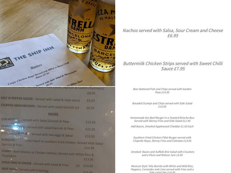 The Ship Inn Menu
