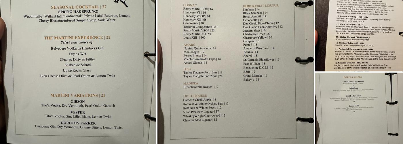 Round Robin Bar Menu