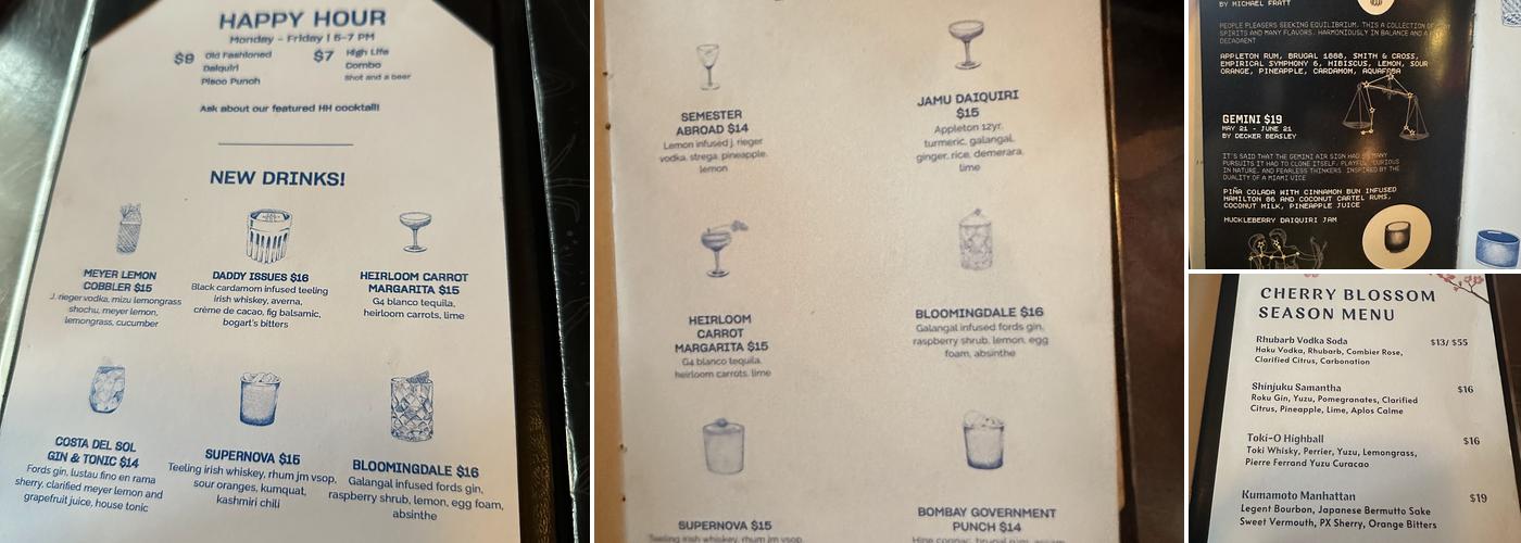 Service Bar DC Menu
