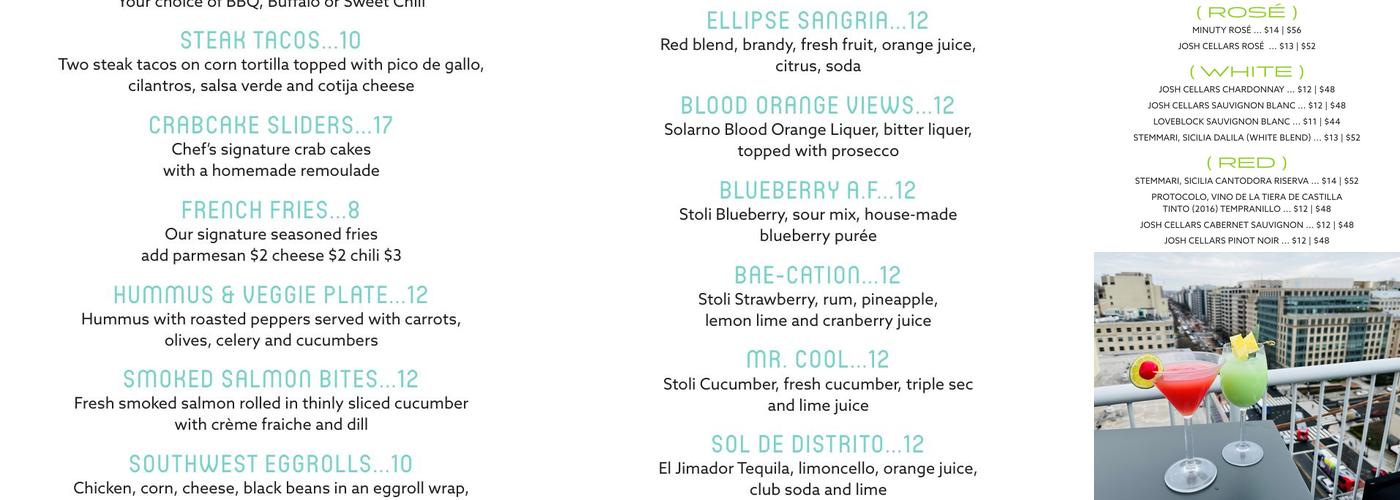 Ellipse Rooftop Bar Menu