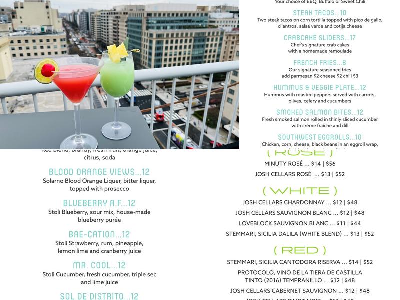 Ellipse Rooftop Bar Menu
